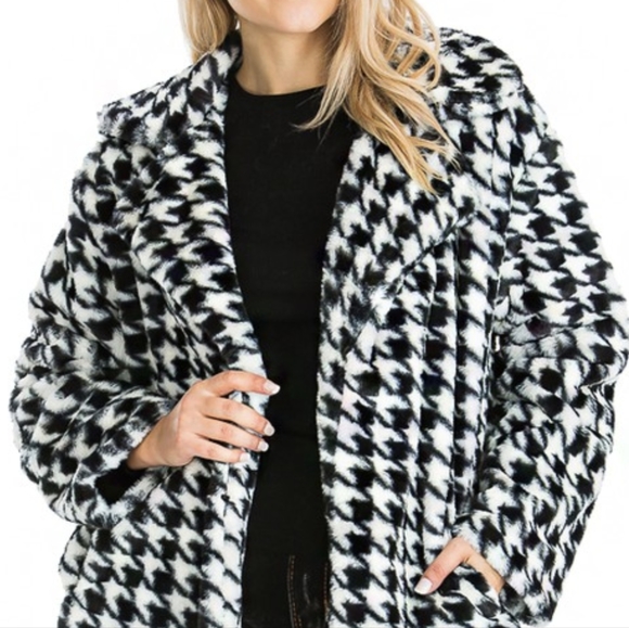 Elegant Houndstooth Print Coat. - Picture 4 of 6